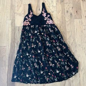 Anthropologie Maeve Sleeveless Black Floral Sun Dress, size M